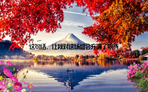 这句话, 让我对这场盛会充满了期待