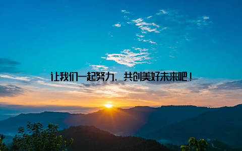 让我们一起努力, 共创美好未来吧!