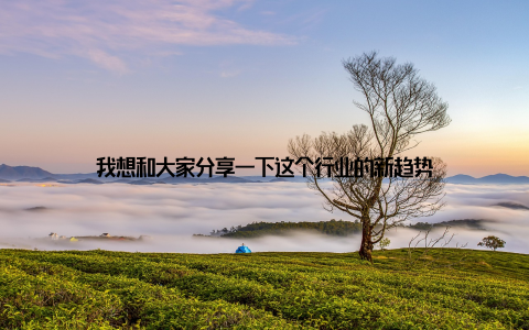 我想和大家分享一下这个行业的新趋势