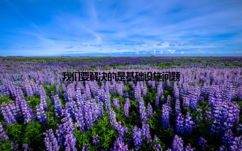 我们要解决的是基础设施问题